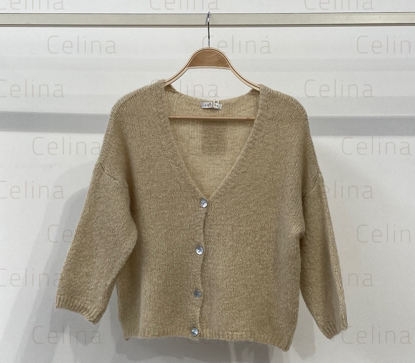 Chaqueta mohair cuello pico