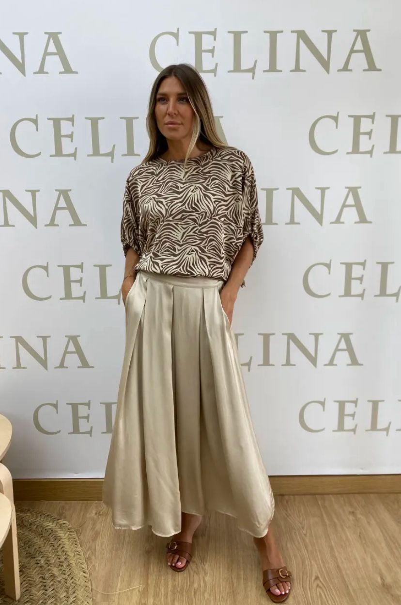 TOULOUSE - FALDA TABLAS SATINADO