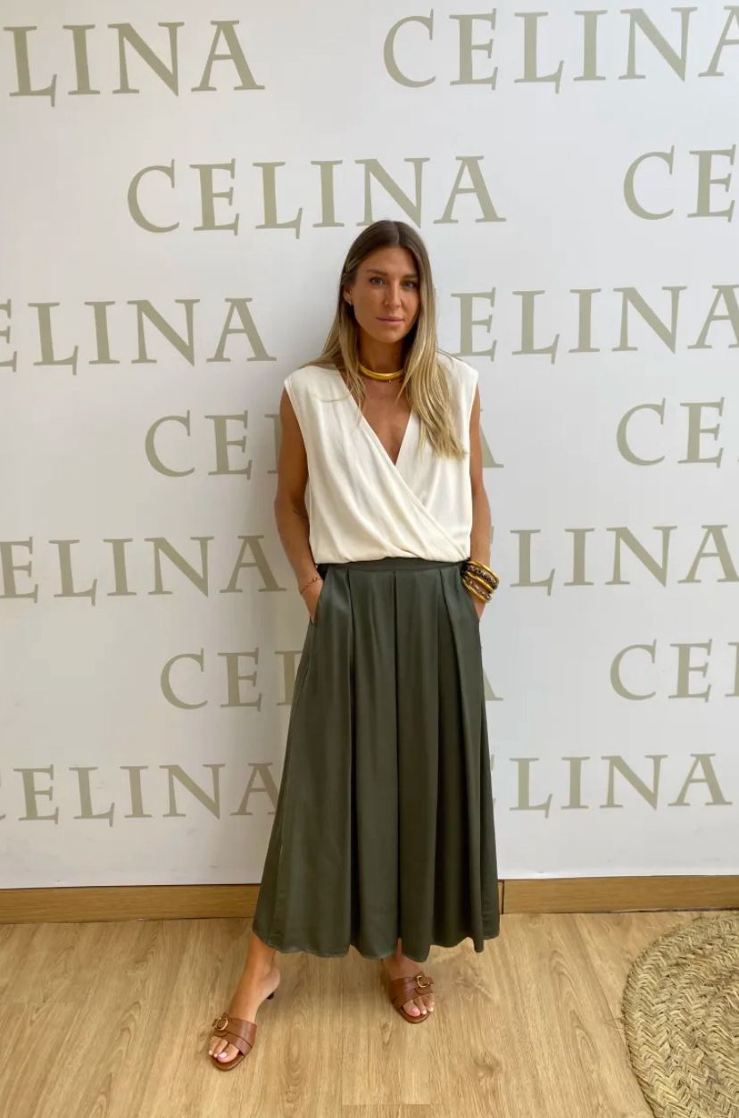 TOULOUSE - FALDA TABLAS SATINADO