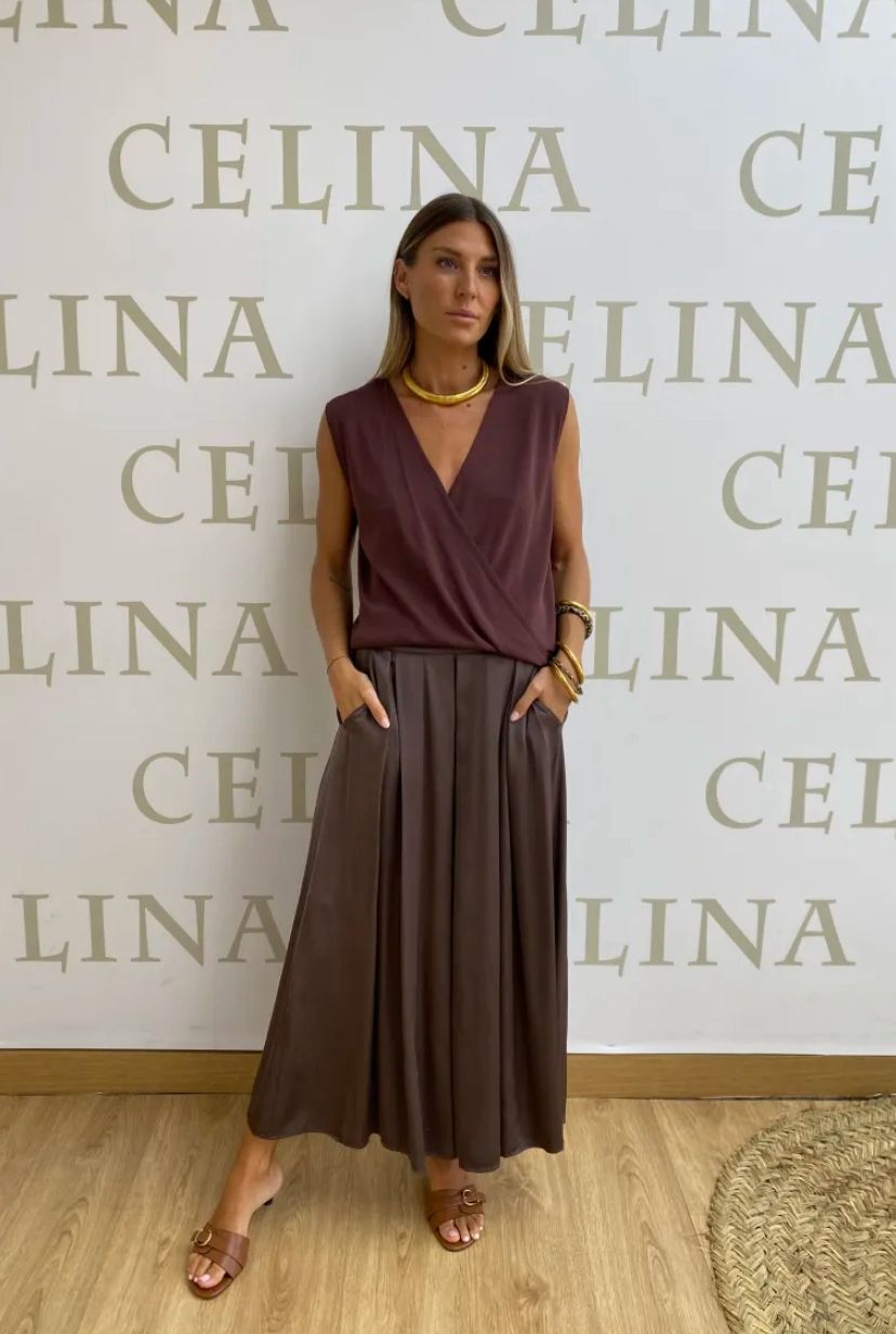 TOULOUSE - FALDA TABLAS SATINADO