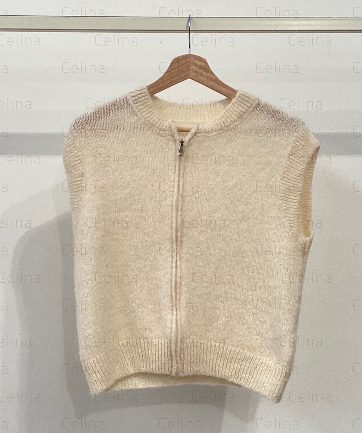 Chaleco mohair cremallera dorada