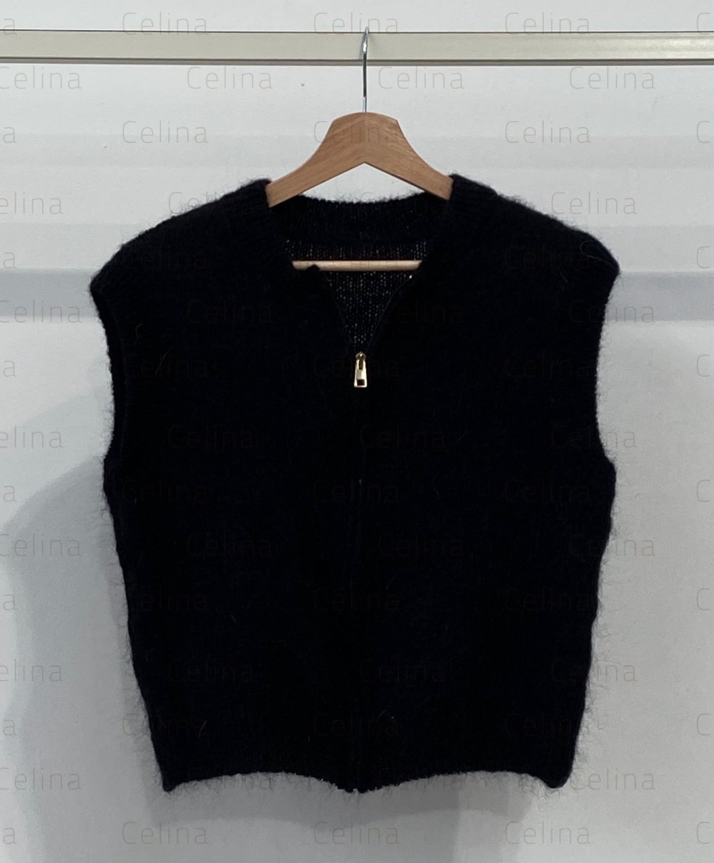 Chaleco mohair cremallera dorada