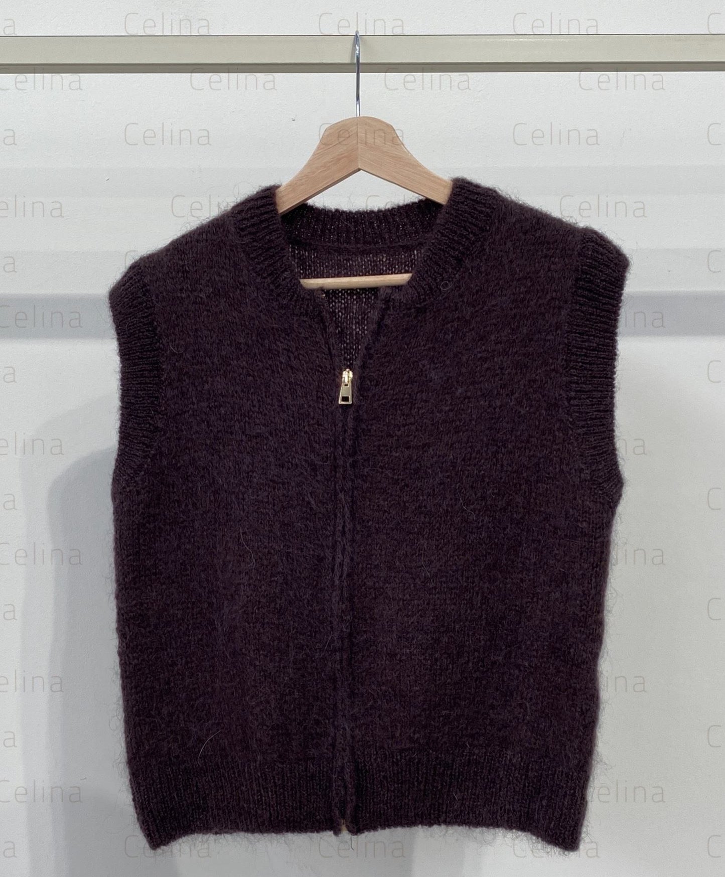 Chaleco mohair cremallera dorada