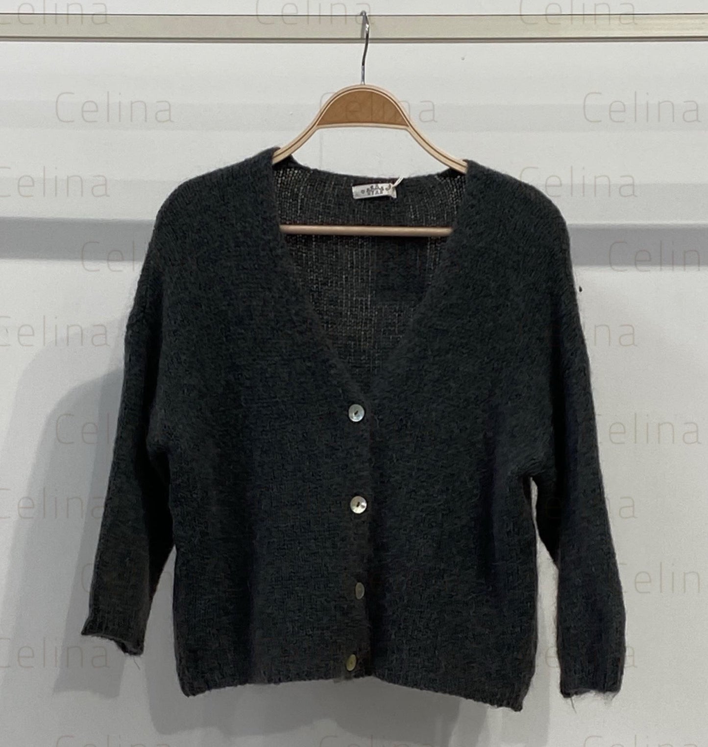 Chaqueta mohair cuello pico