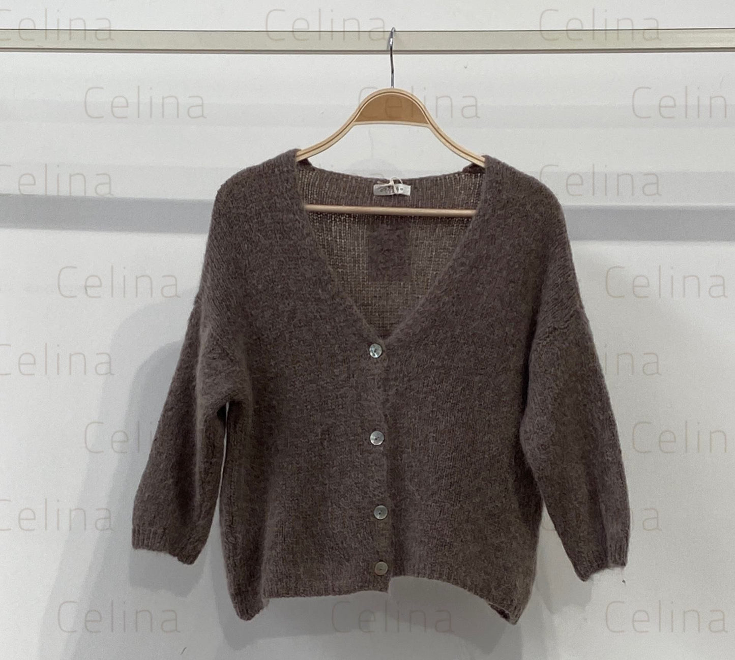 Chaqueta mohair cuello pico