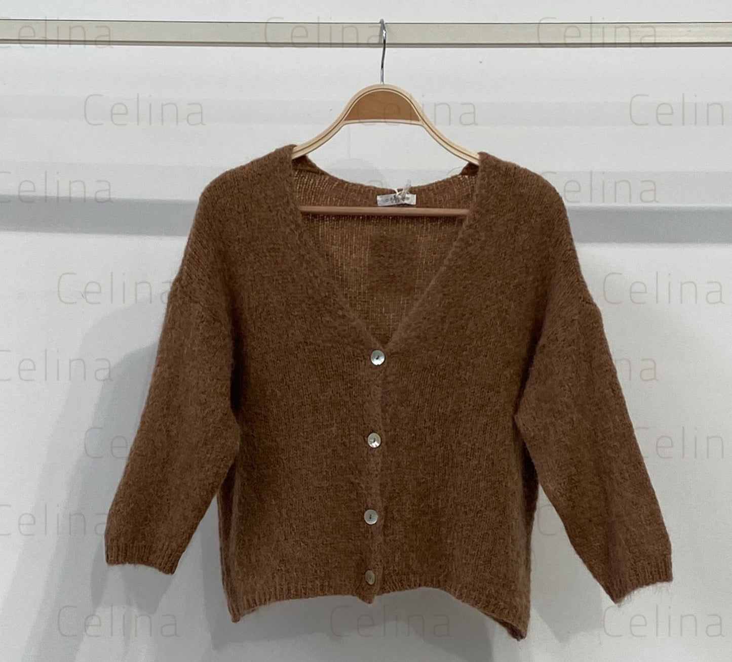 Chaqueta mohair cuello pico