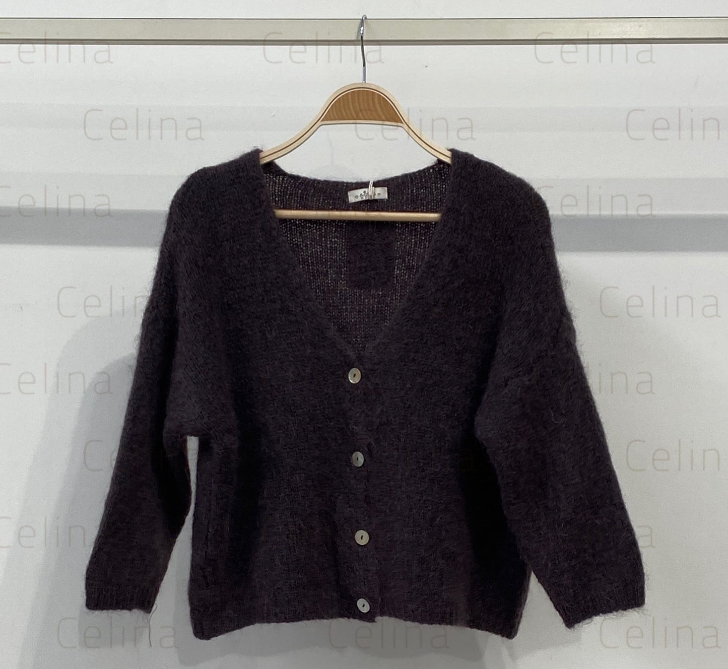 Chaqueta mohair cuello pico