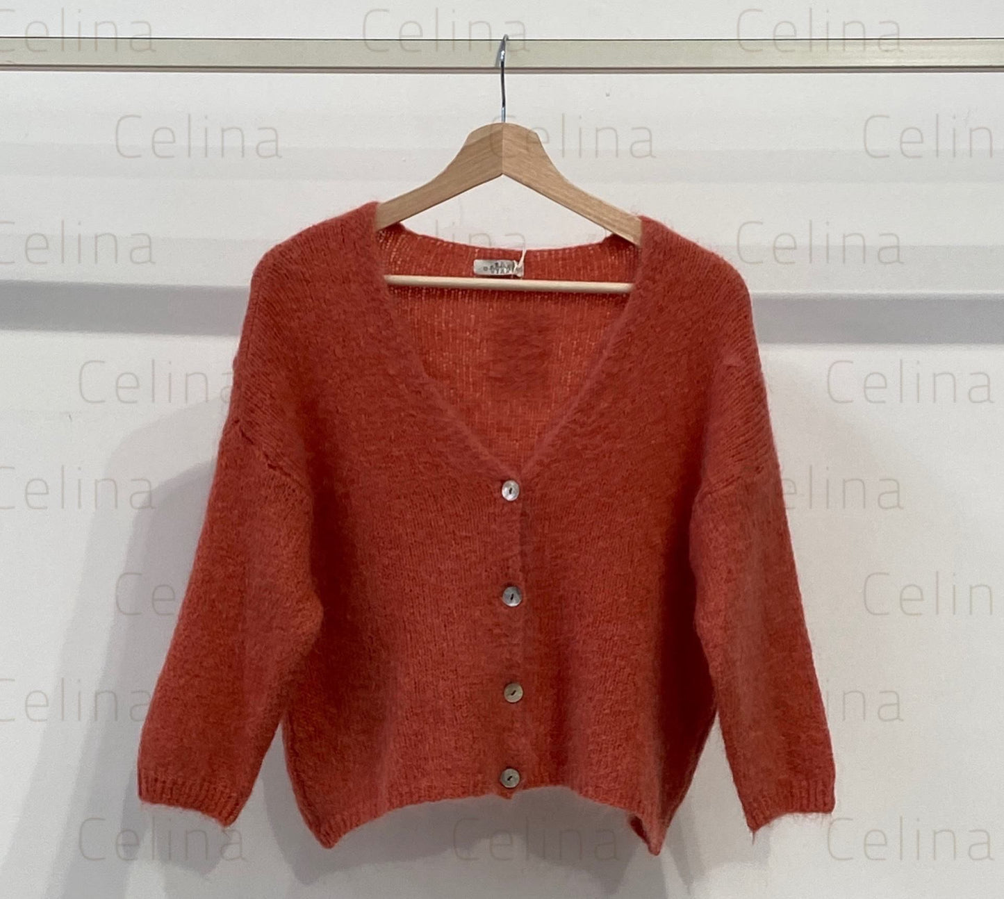 Chaqueta mohair cuello pico