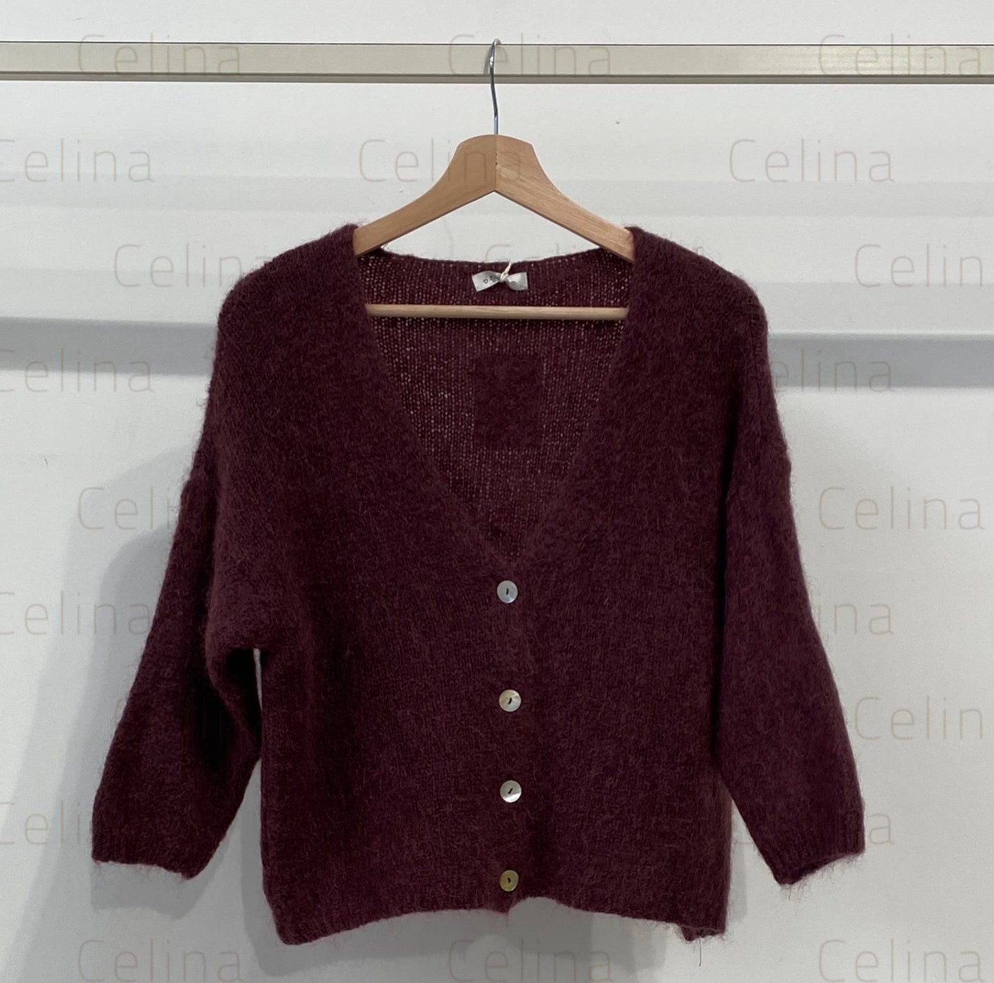 Chaqueta mohair cuello pico