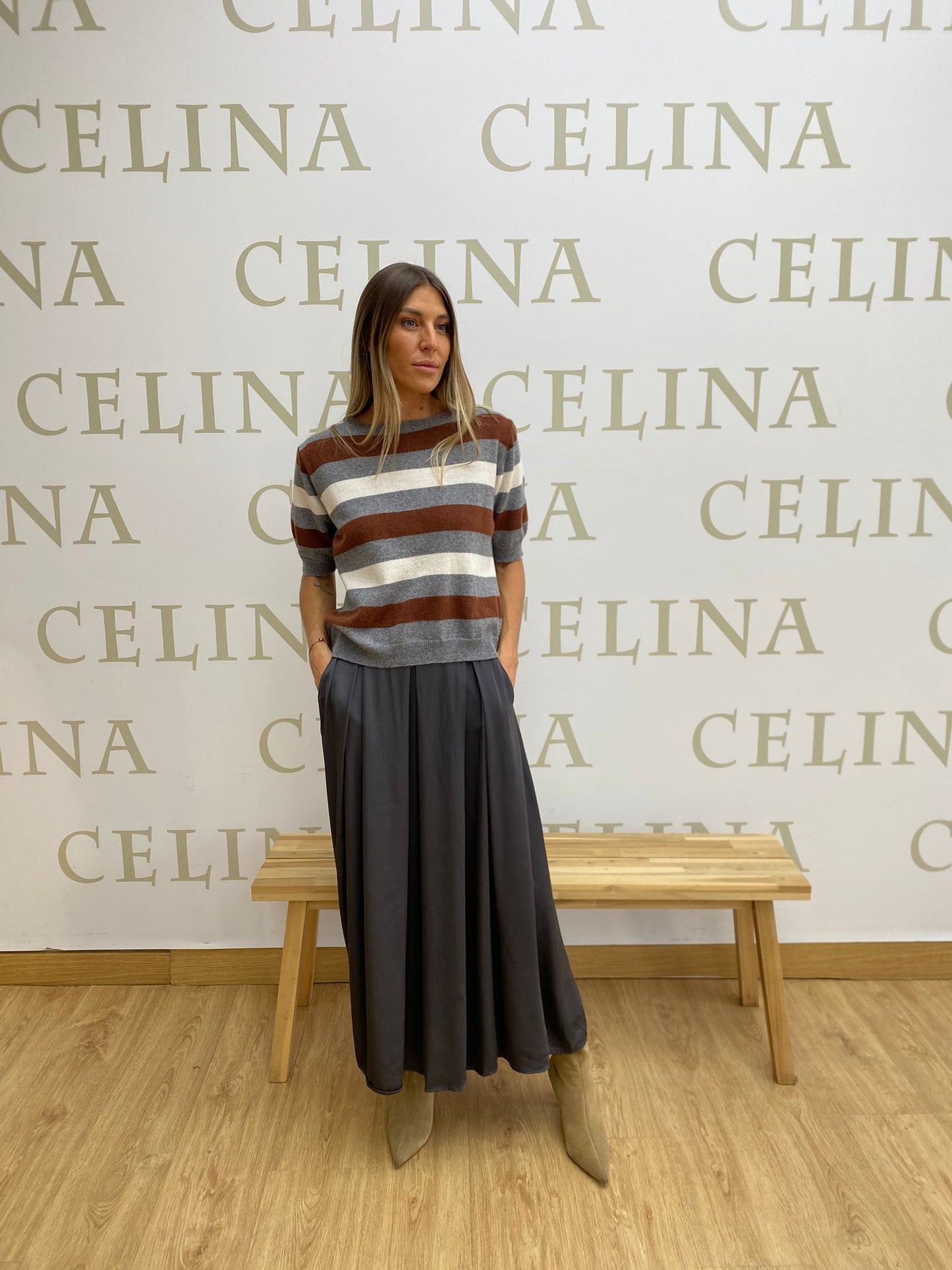 TOULOUSE - FALDA TABLAS SATINADO